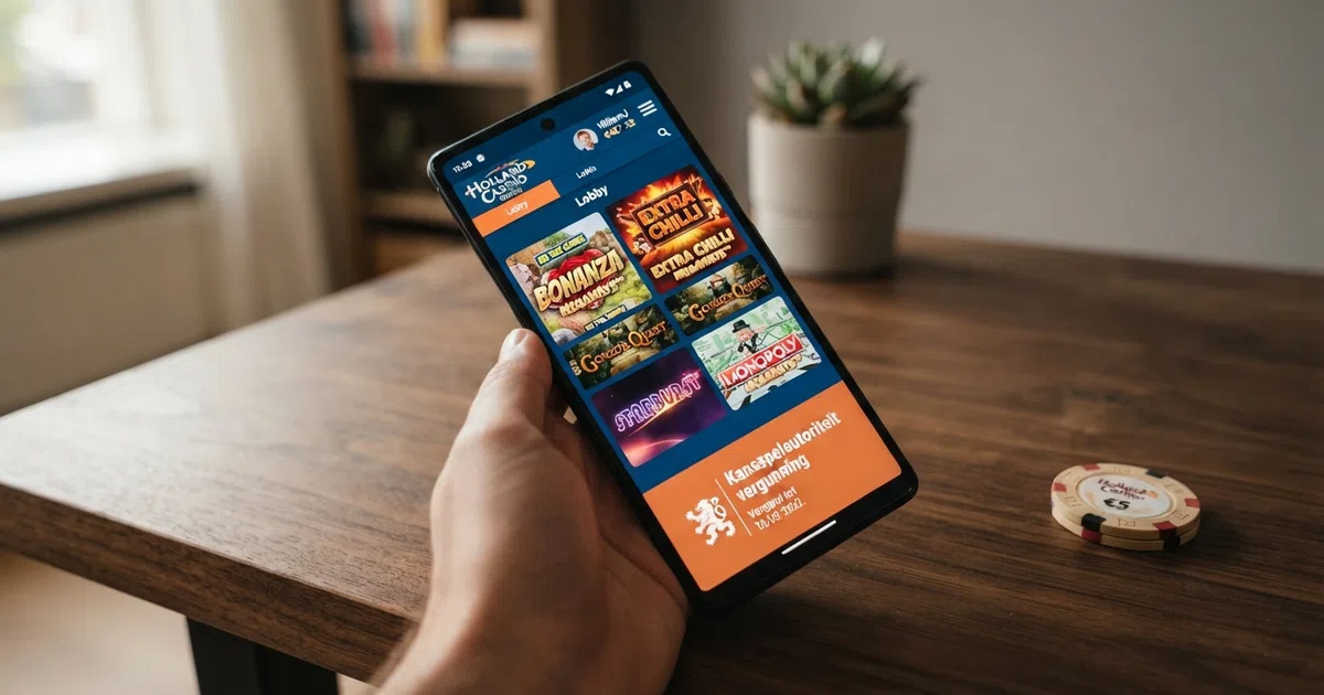 Een screenshot van een Nederlandse online casinolobby met Big Time Gaming Megaways-slots in het spelaanbod, met het KSA-keurmerk zichtbaar