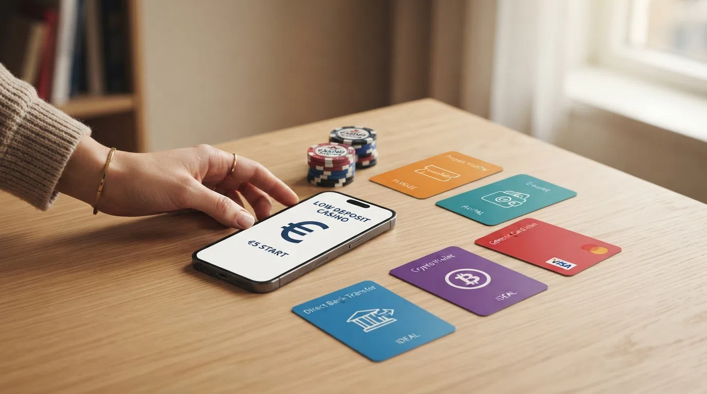De logo's van iDEAL, Paysafecard, PayPal, Skrill en crypto naast elkaar als betaalopties voor online casino's