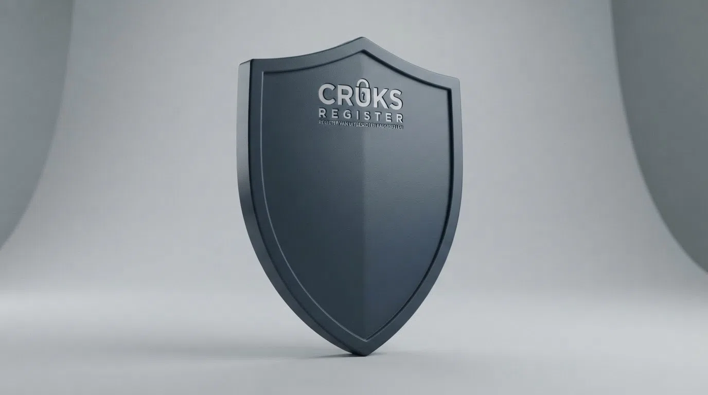De homepage van het officiële Cruks-register met het logo van het Centraal Register Uitsluiting Kansspelen zichtbaar