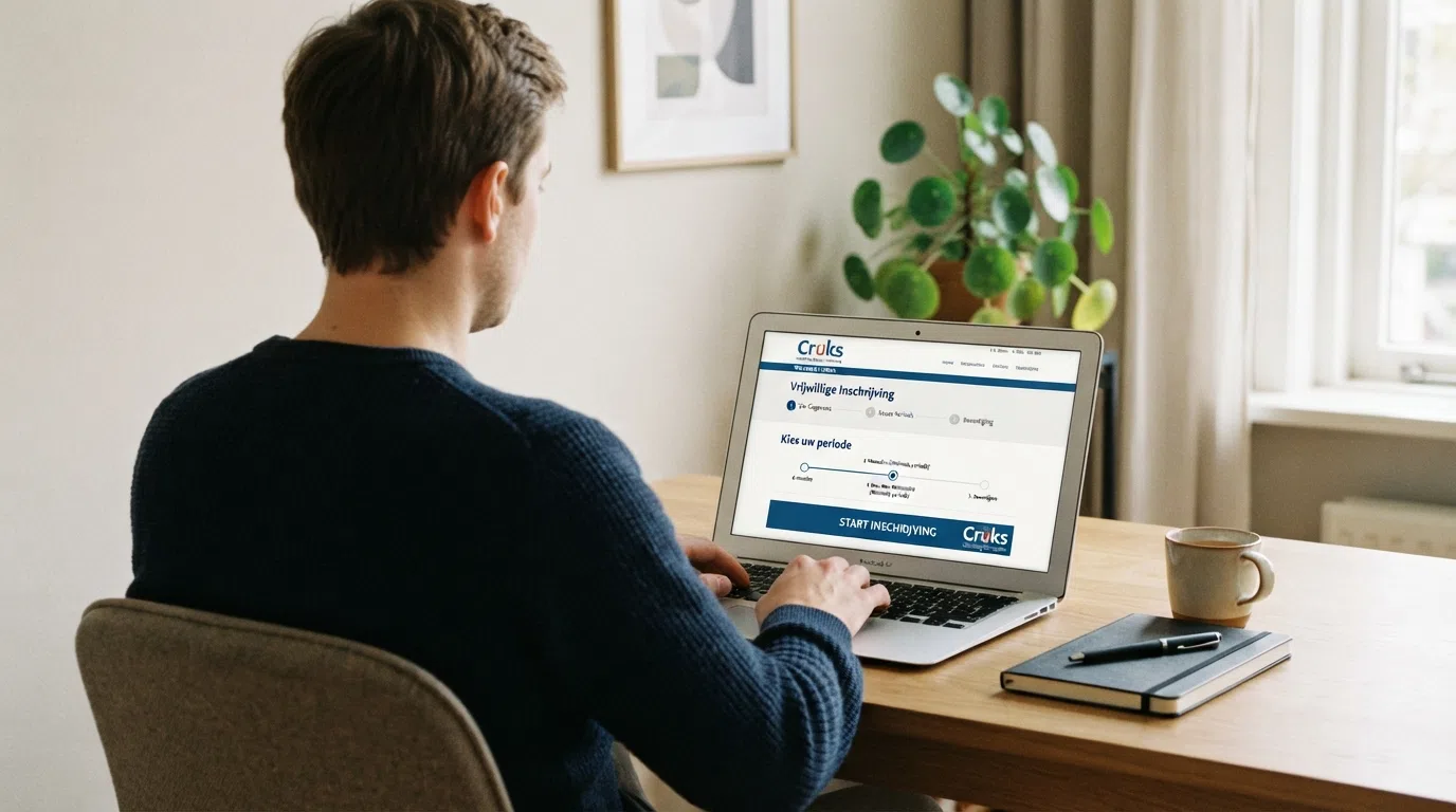 De homepage van het Centraal Register Uitsluiting Kansspelen met een zichtbare knop voor vrijwillige inschrijving en uitleg over de minimale duur van zes maanden