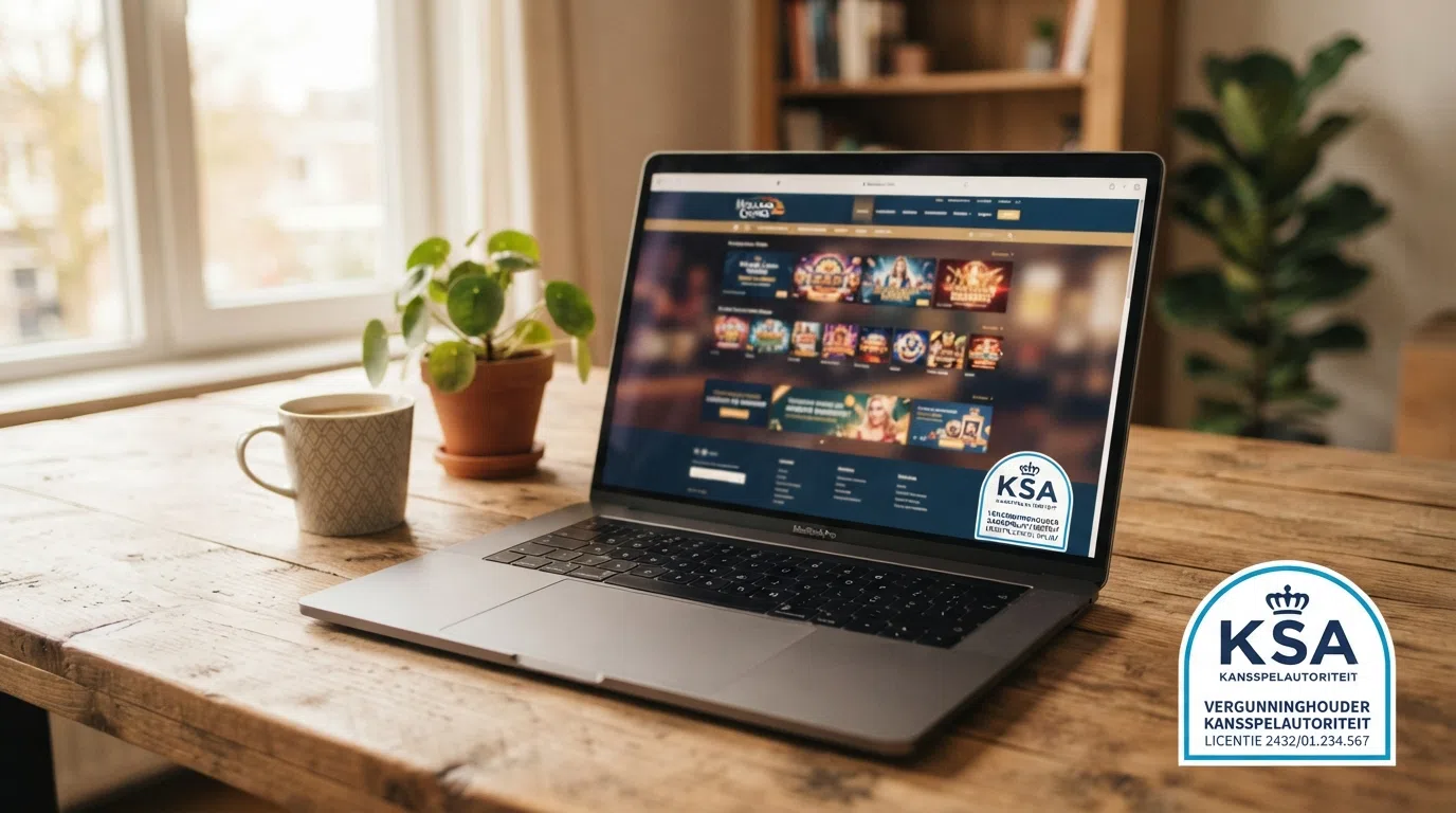 Het officiële logo van de Kansspelautoriteit op de website van een Nederlands online casino