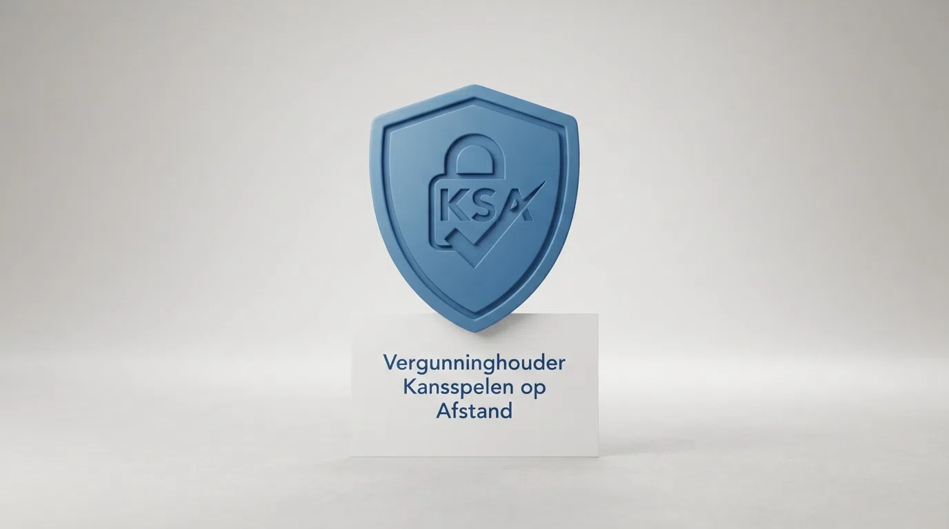 Het logo van de Kansspelautoriteit naast een slot met daaronder de tekst 'Vergunninghouder Kansspelen op Afstand' en een CRUKS-verwijzing
