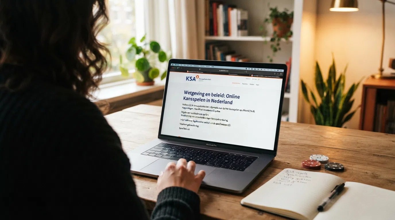 Het logo van de Kansspelautoriteit of een gestileerde weergave van het KSA-toezicht op online kansspelen