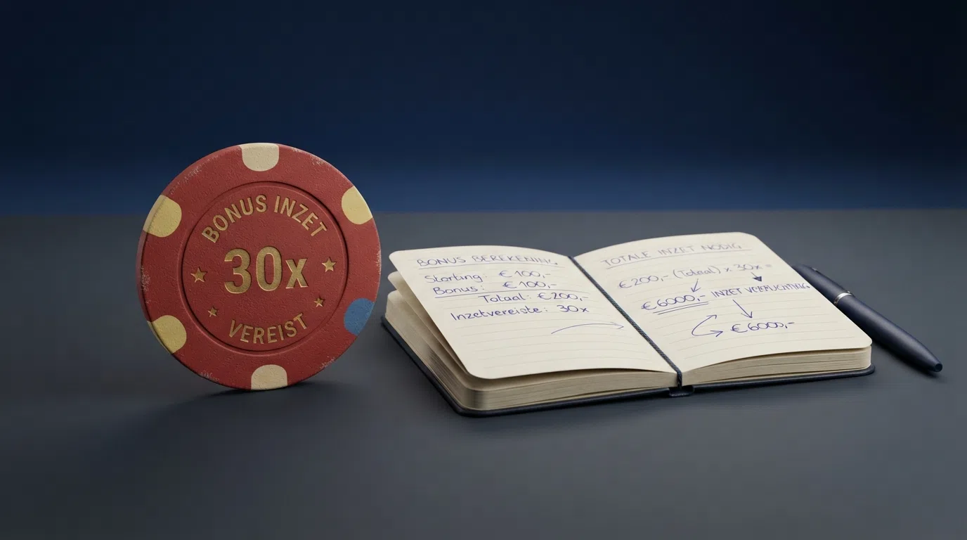 Een rekenvoorbeeld dat laatst zien hoe een bonus van €250 met 30x rondspeelvoorwaarden uitgroeit tot €7.500 aan inzetverplichting